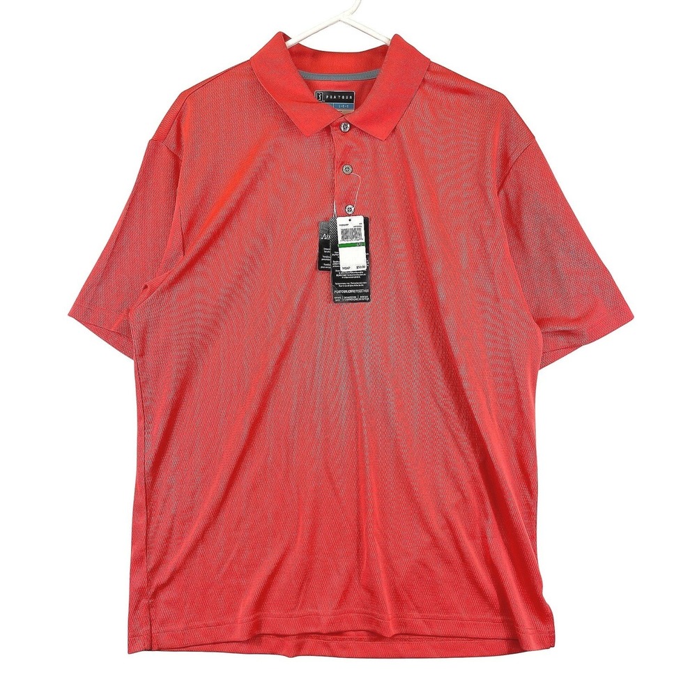 PGA Tour Airflux Polo Shirt Mens L Coral Orange Short Sleeve Golf Sporty NWT